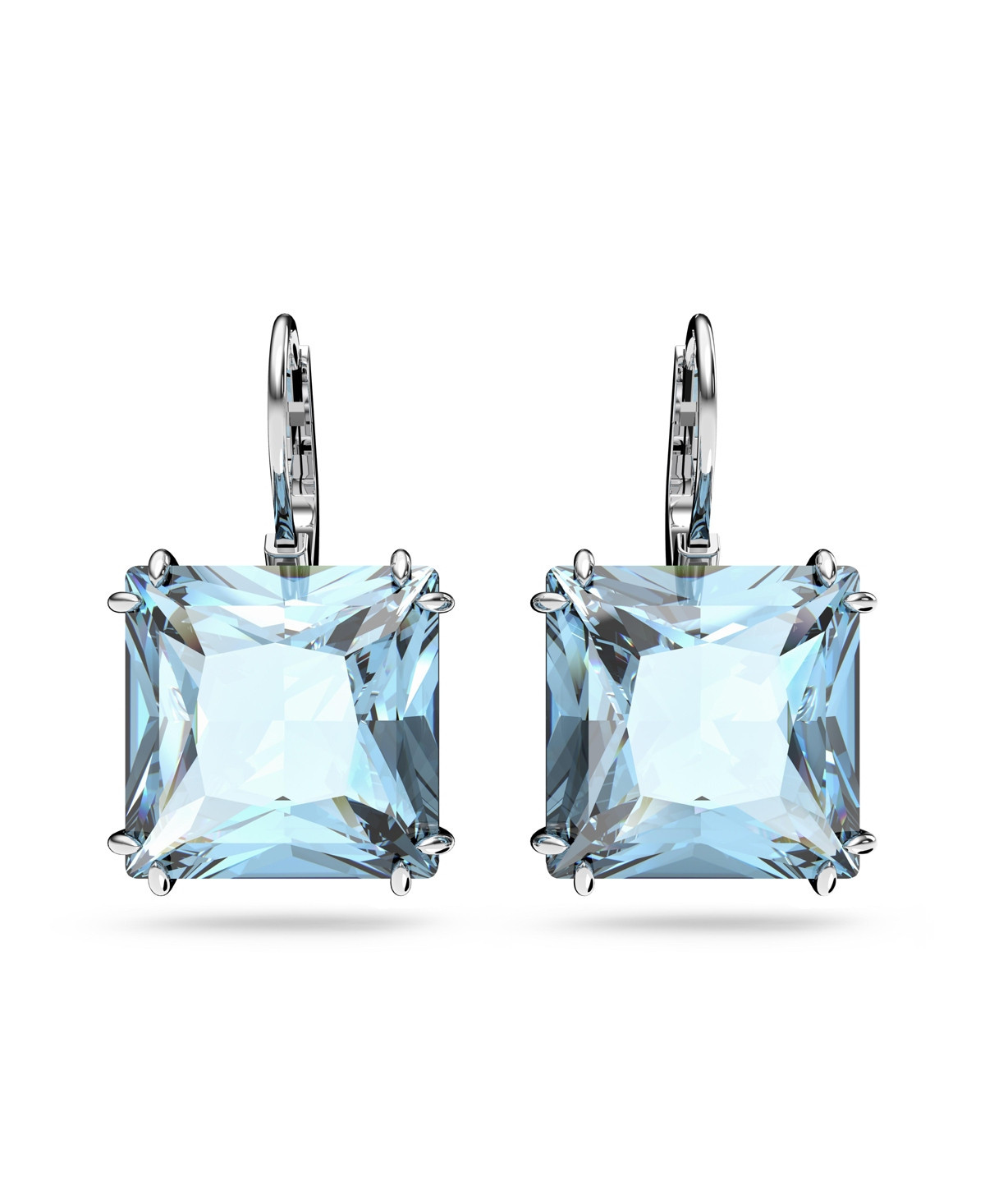 Swarovski Silver-Tone Millenia Square Cut Drop Earrings - Blue | Macy's