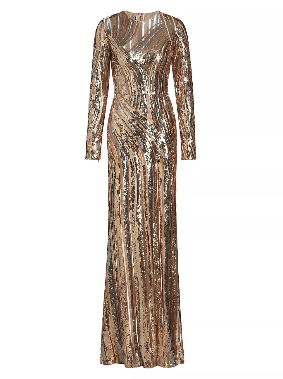 Sequin Long-Sleeve Gown | Saks Fifth Avenue