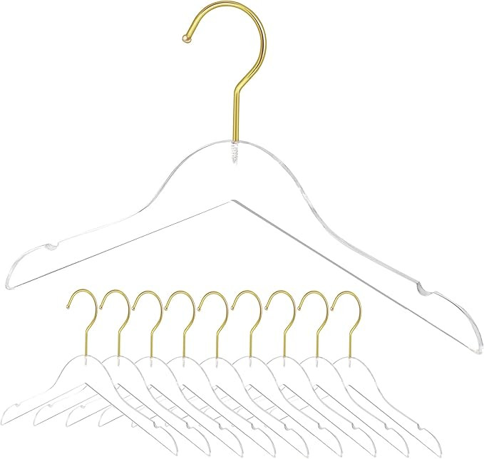 10 Pack Clear Acrylic Children's Hangers for Kids, Baby, Toddler, Infant Clothes Closet - Premium | Amazon (US)
