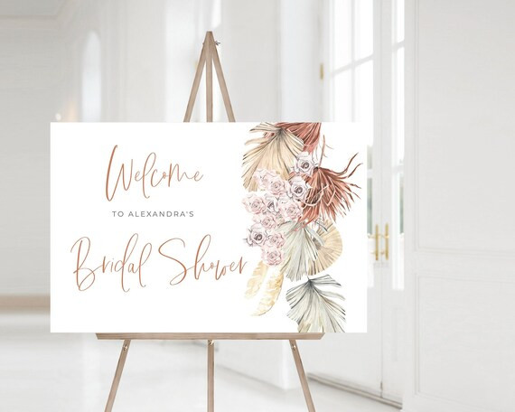 Boho Bridal Welcome Sign Template, Modern Tropical Boho Bridal Shower, Large Horizontal Editable ... | Etsy (US)