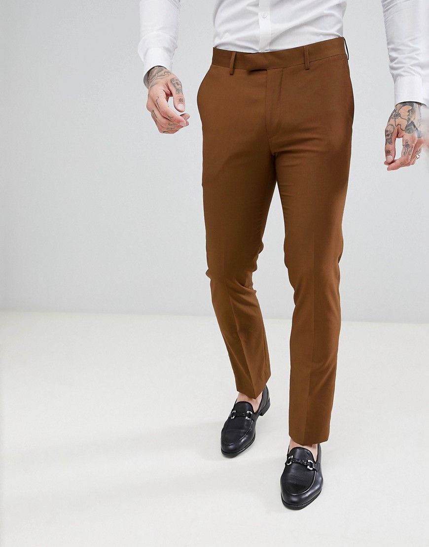 Harry Brown Slim Semi Plain Textured Suit Pants - Brown | ASOS US