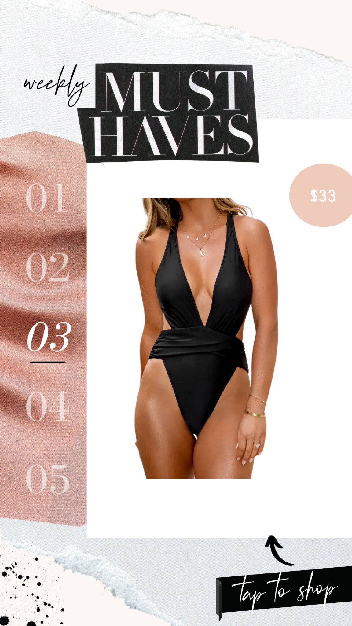 $33 deep plunge one piece swimsuit 