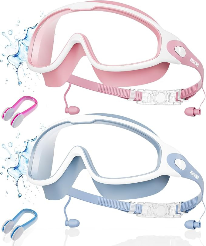 Aegend New Adult Wide View Swim Goggles, Anti-Fog/UV No Leak Swimming Goggles with Ear Plugs for ... | Amazon (US)