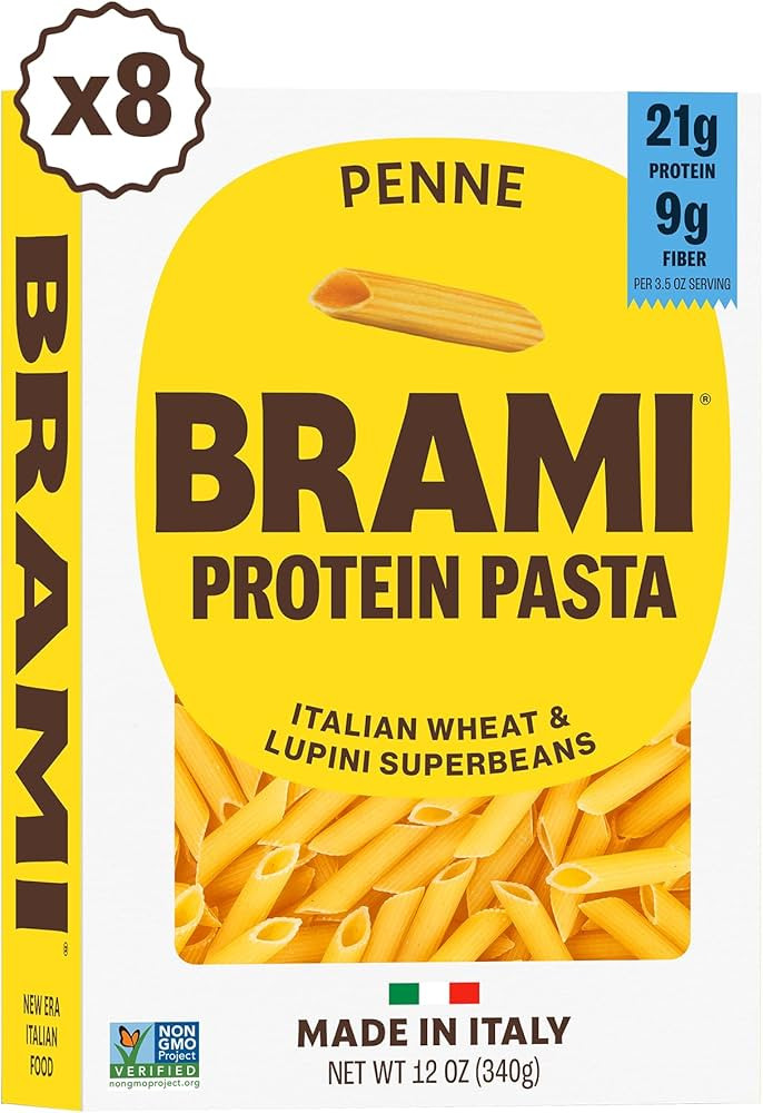 Brami 8 Pack Penne Pasta | Made with Semolina Wheat & Lupini Beans | High Protein & Fiber, Low Ca... | Amazon (US)