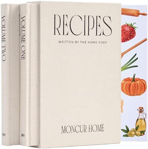 Moncur Home Recipe Book To Write In Your Own Recipes Set of 2 Blank Recipe Book Linen Beige with ... | Amazon (US)