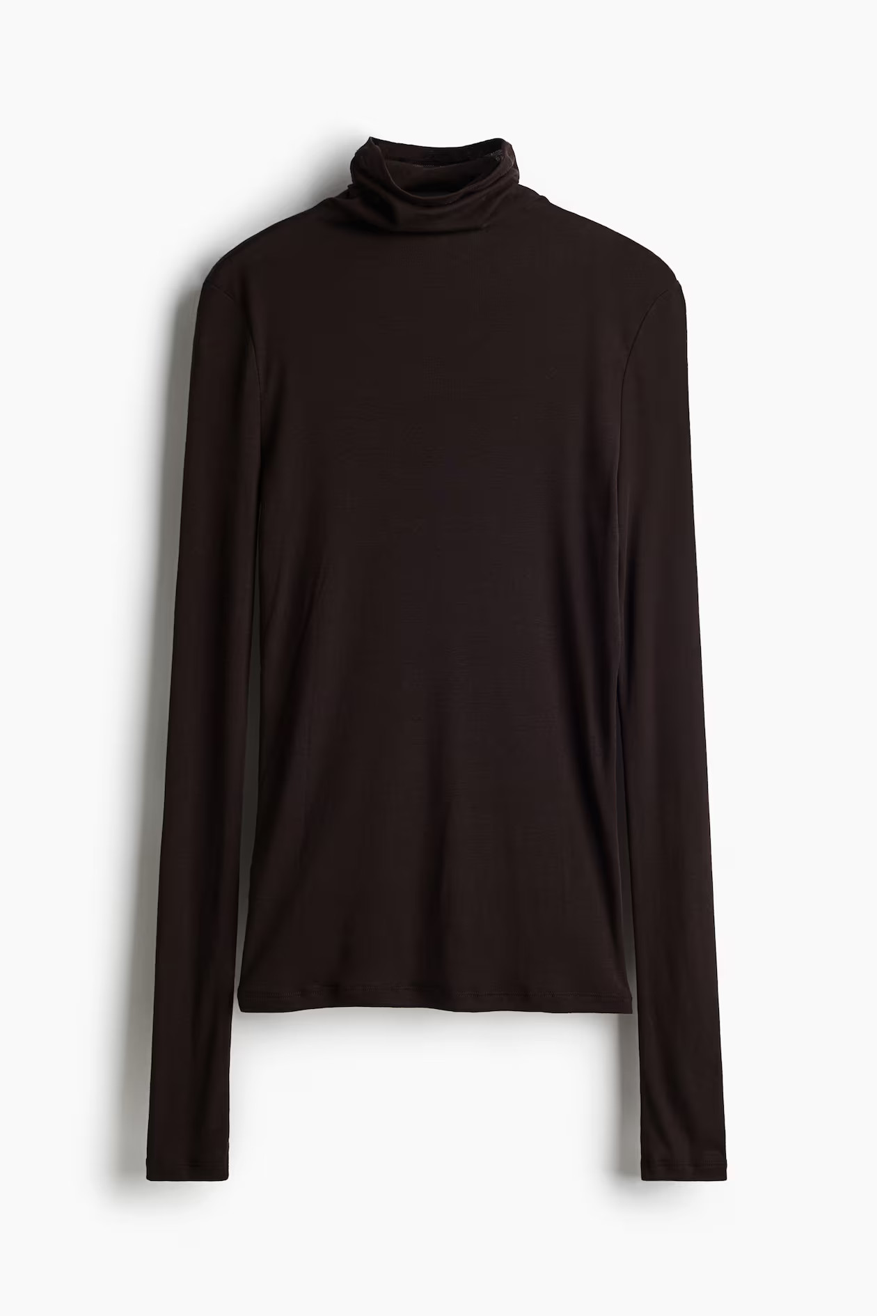 Top van pimakatoen met turtleneck - Donkerbruin - DAMES | H&M NL | H&M (DE, AT, CH, NL, FI)