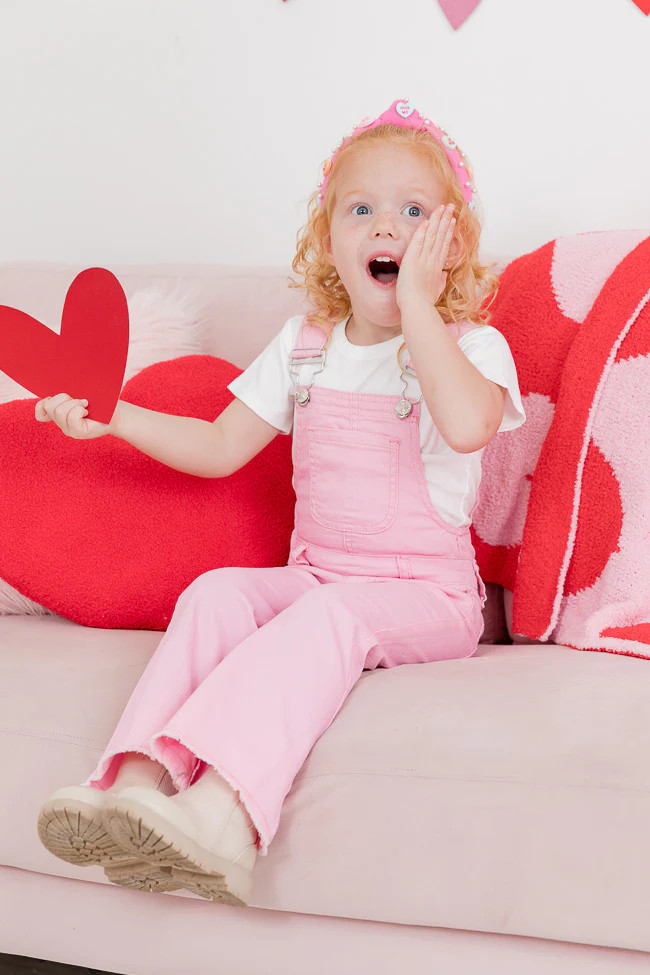 My Baby Loves Me Girls Pink Flare Overalls | Pink Lily