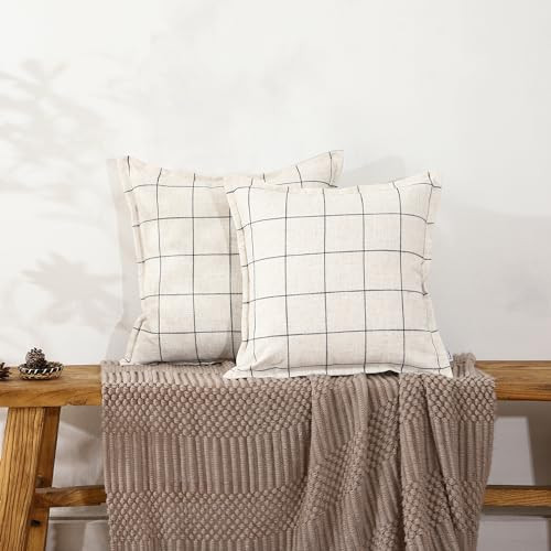 AMAROTI 24x24 inchesoff-White and Black Striped Checkered Linen Pillow Cover Features a Classic Hemmed Edge Design, exuding Simplicity and Elegance. It is Suitable for Various Home Decor Styles, | Amazon (US)
