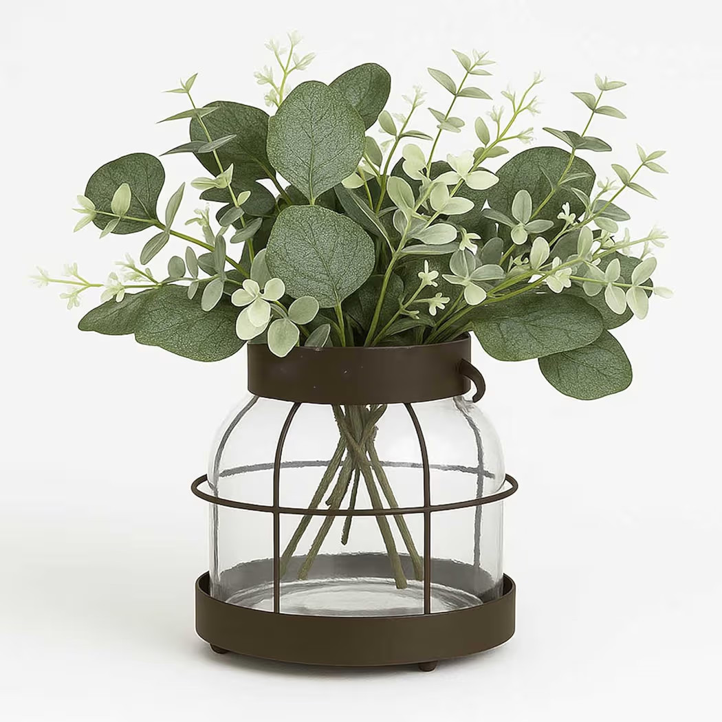 Farmhouse Rustic Vase, Vintage Lantern Decor Glass Vase with Distressed Metal Frame for Home Deco... | Amazon (US)