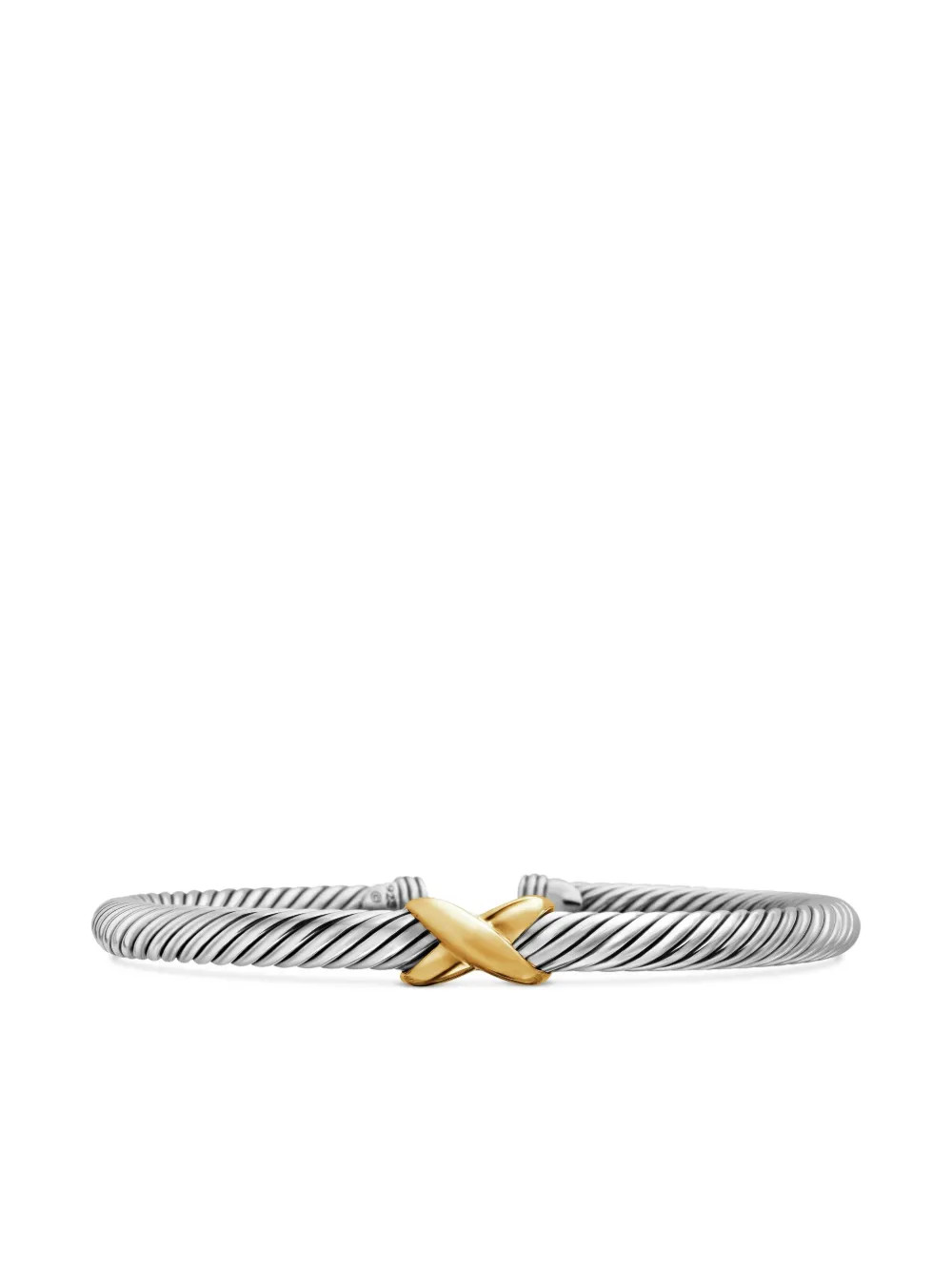 David Yurman 14kt yellow gold and sterling silver X Classic Cable Station bracelet (5mm) | Farfetch Global