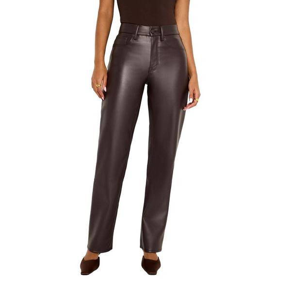 Women's GOOD AMERICAN Good Icon Faux Leather Pants 14 Bark Capri | Scheels Sports