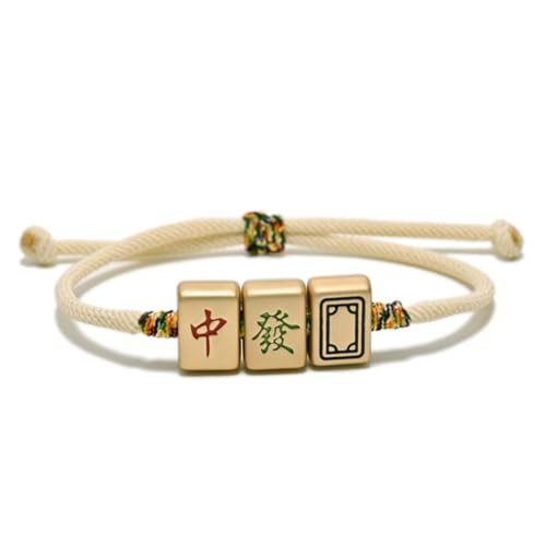 XWLB Lucky Mahjong Tile Bracelet, Adjustable Chinese Gambling Theme Woven Cotton Rope Bracelet, Unisex Gift for Men & Women | Amazon (US)