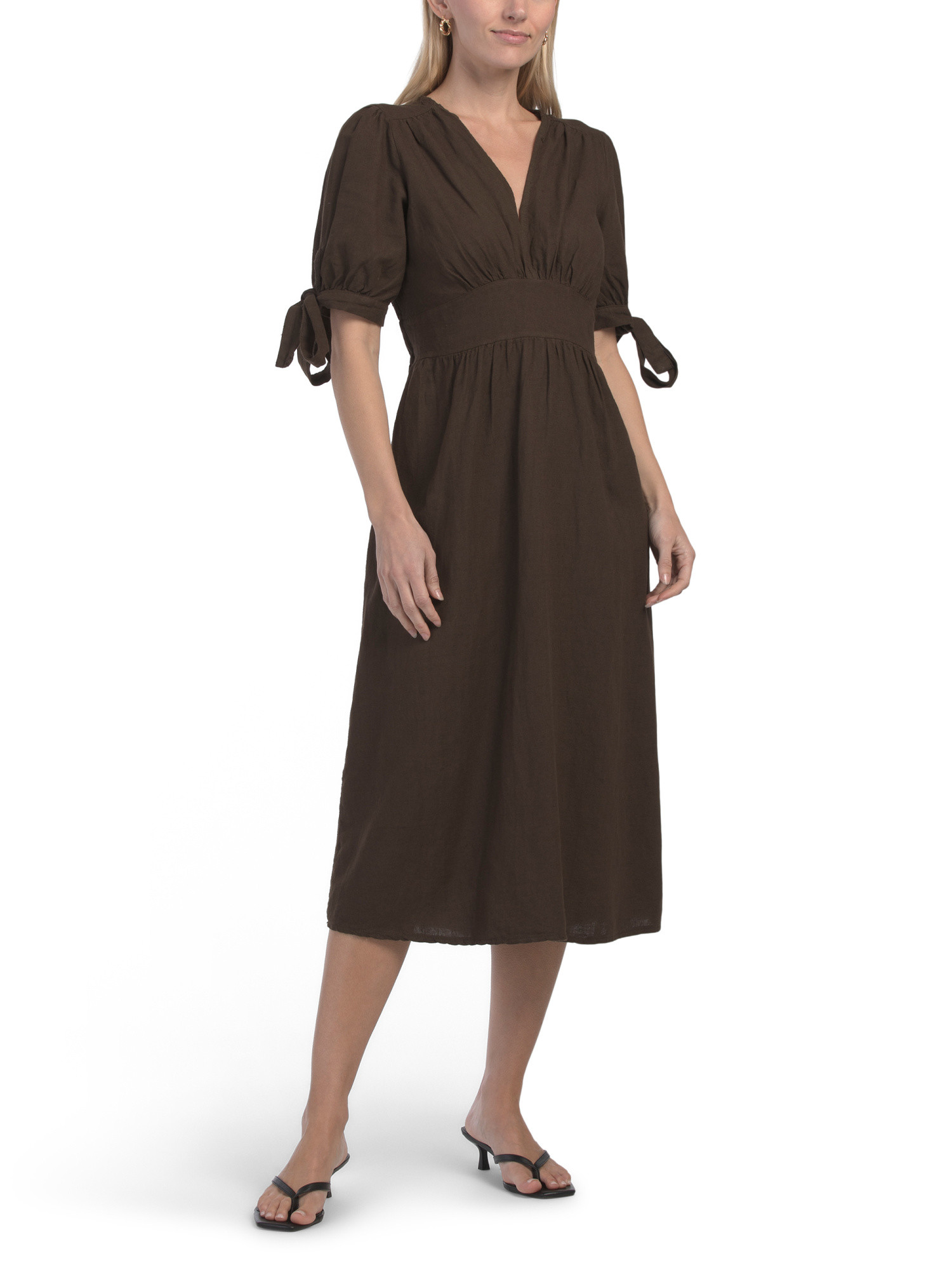 Made In Italy Linen Blend Short Sleeve Midi Dress | Casual Dresses  | Marshalls | Marshalls