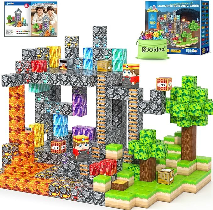 Magnetic Blocks 100PCS 1 inch Magnetic Building Cubes Kids Magnet Toys Crystal Mine Cave Inspired... | Amazon (US)