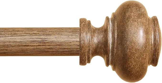 Wood Curtain Rods for Windows 66 to 120 Inch, 1 Inch Heavy Duty Curtain Rods with Imitation Wood ... | Amazon (US)