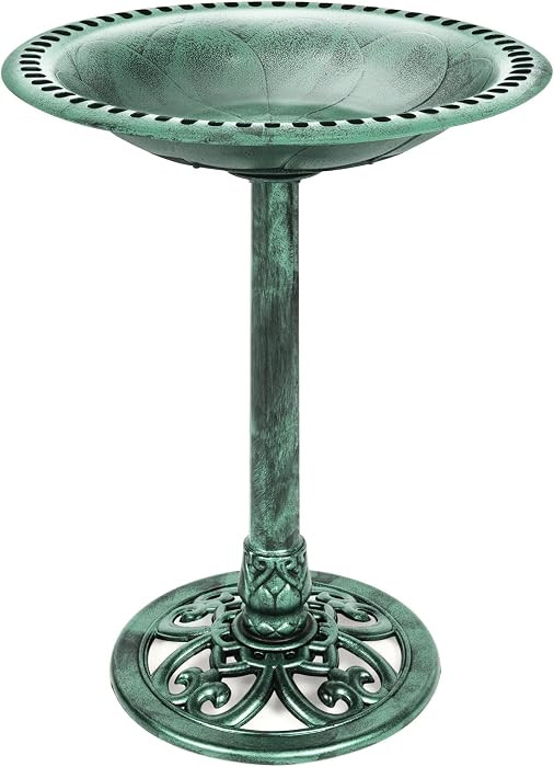 Best Choice Products 28in Pedestal Bird Bath, Vintage Outdoor Resin Accent Decoration w/Fleur-de-... | Amazon (US)