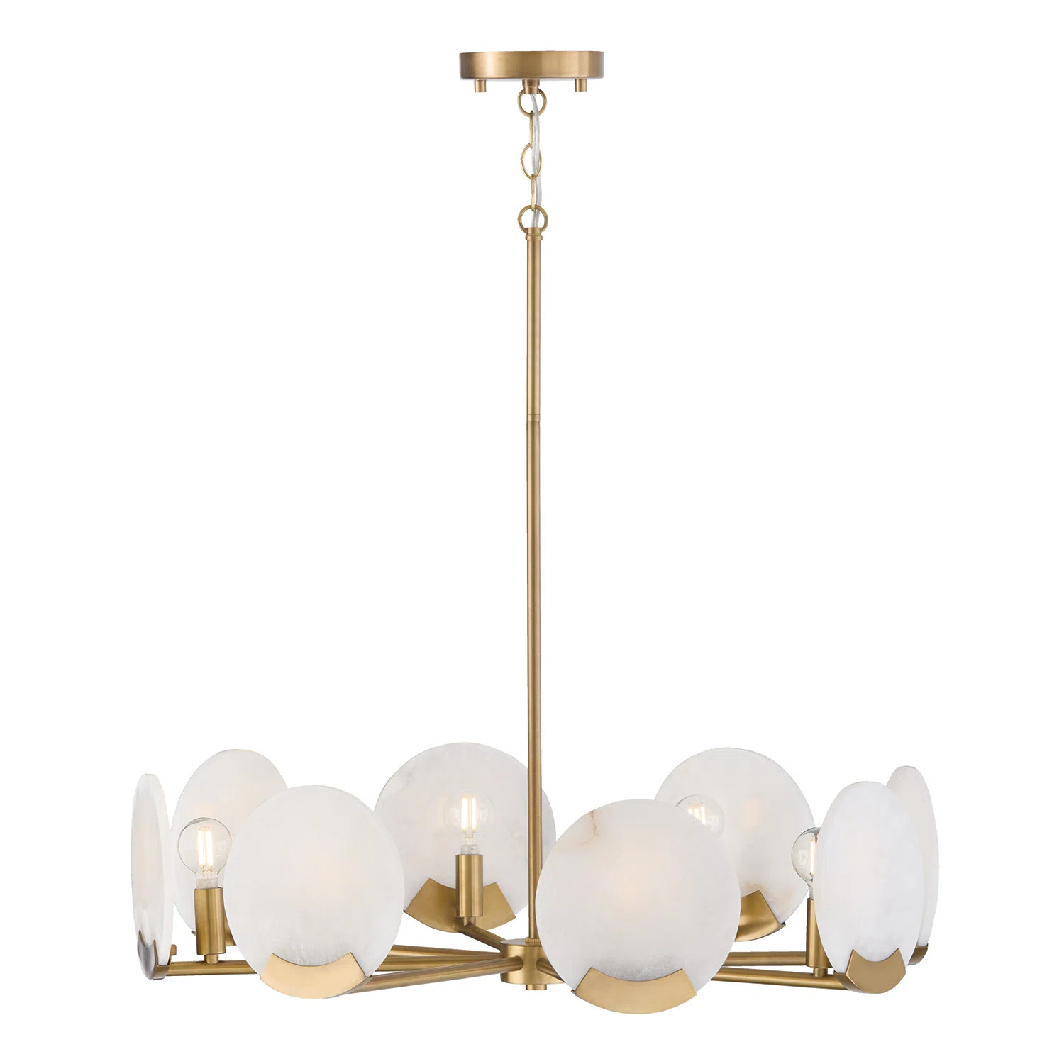 28" W x 7.25" H 8-Light Chandelier in Aged Brass with Natural Alabaster Stone | Wayfair North America