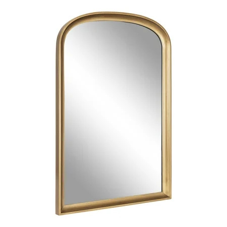 Kate and Laurel Hatherleigh Modern Arched Wooden Wall Mirror, 24 x 36, Gold, Decorative Wood Basket Arch Mirror for Use in Bathroom, Entryway, or Bedroom | Walmart (US)