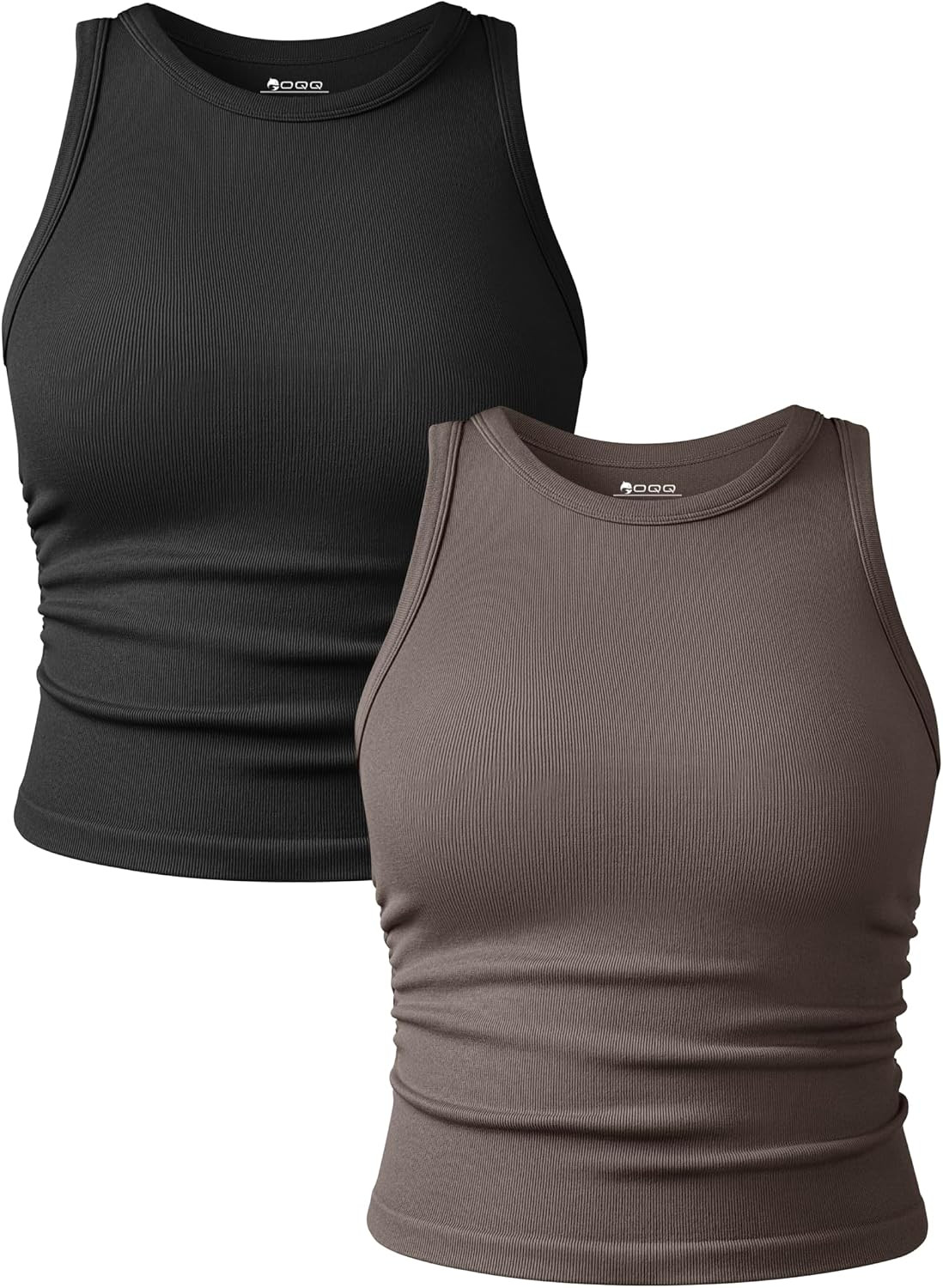 OQQ Women's 2 Piece Tank Tops Crew Neck Yoga Crop Camis | Amazon (US)