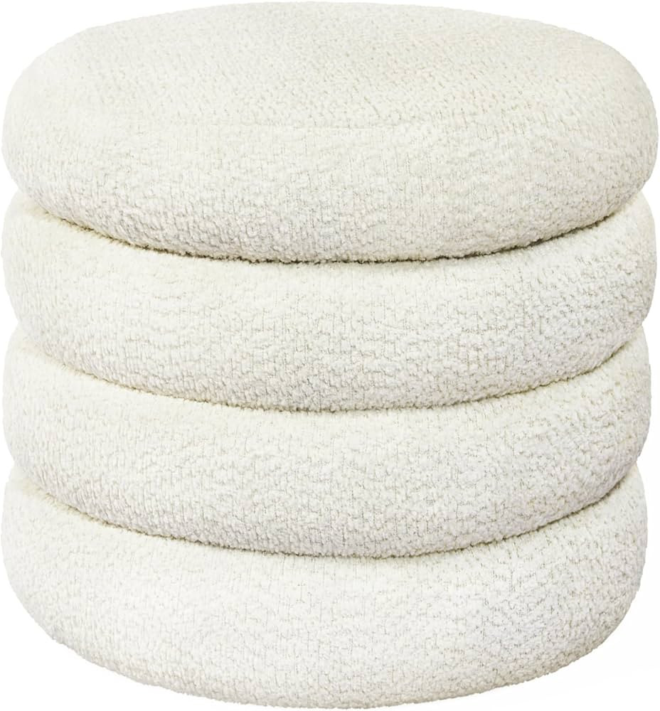 Storage Ottoman, Round Ottoman with Storage, Vanity Stool Foot Rest with Removable Lid, Round Bou... | Amazon (US)