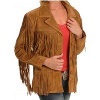 New Women Tan Suede Leather Western Cowboy Jacket With Fringe, fringe jackets | Bonanza (Global)