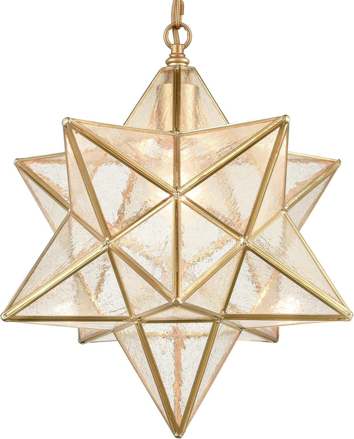 DAYCENT Moravian Star Light Fixture Modern Brass Seeded Glass Pendant Lights, 15-inch | Amazon (US)