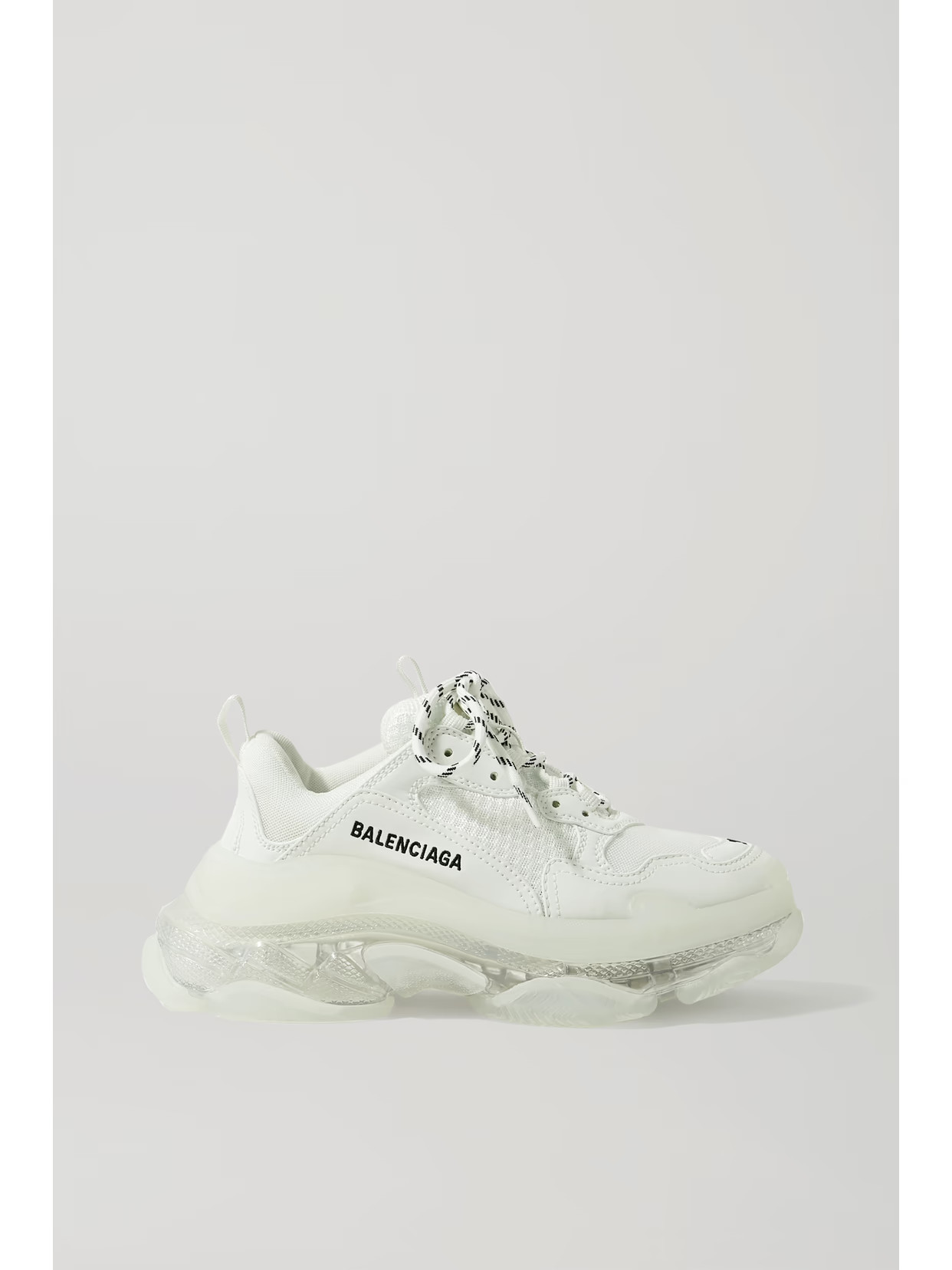 Balenciaga - Triple S Clear Sole Logo-embroidered Leather, Nubuck And Mesh Sneakers - White | NET-A-PORTER (US)