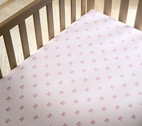 Bella Bow Stripe Organic Crib Fitted Sheet | Pottery Barn Kids