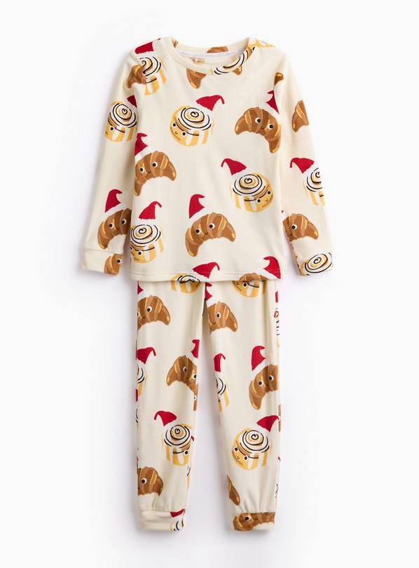 Matching Family Kids' Christmas Croissant Printed Slinky Fleece Pyjamas 3-4 years | Tu Clothing