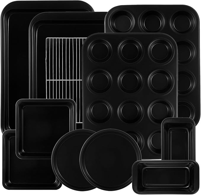 11-Piece Nonstick Baking Pans Set - Professional Grade Carbon Steel Bakeware with Premium Coating... | Amazon (US)