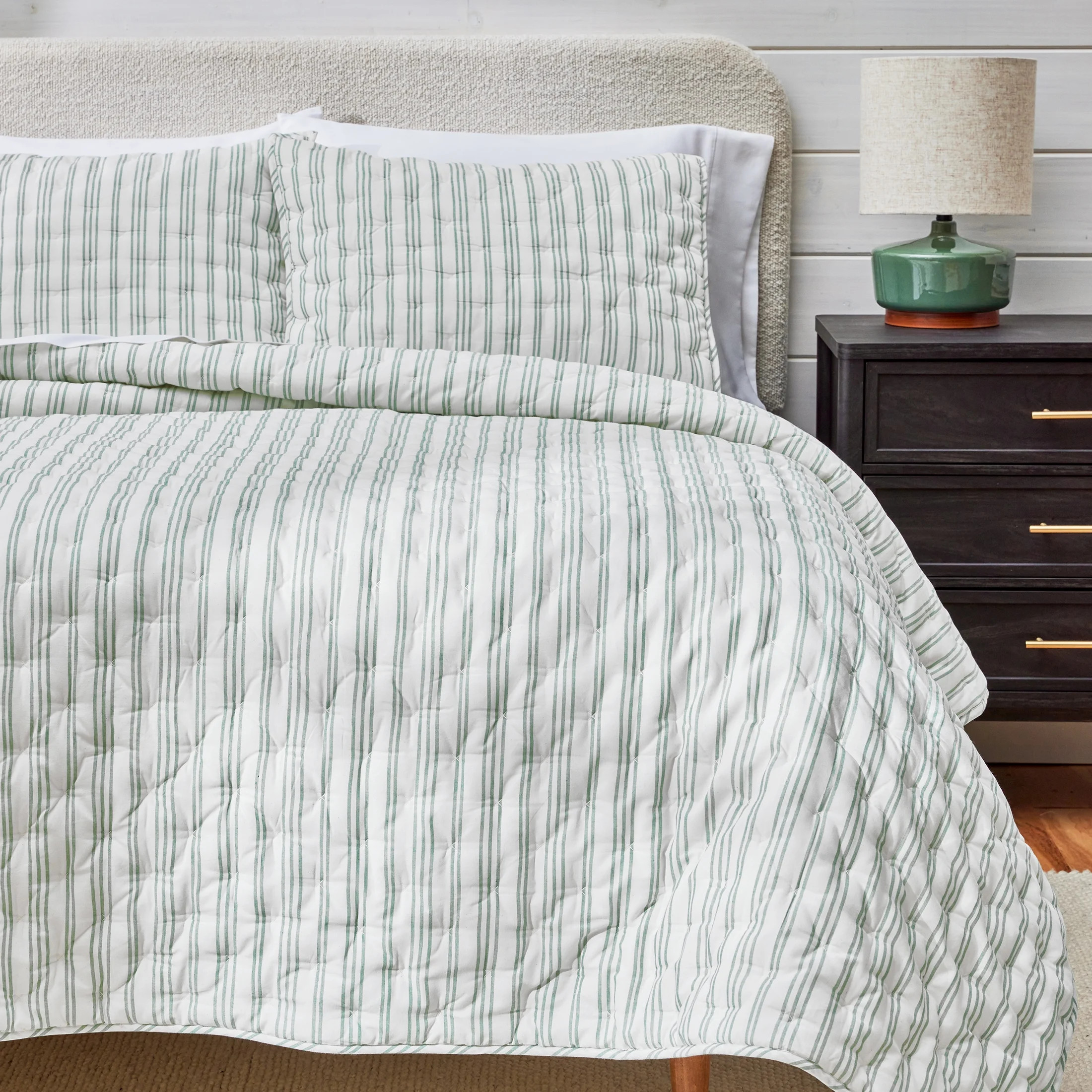 Better Homes & Gardens Teal Yarn Dyed Stripe Chambray Quilt, King | Walmart (US)