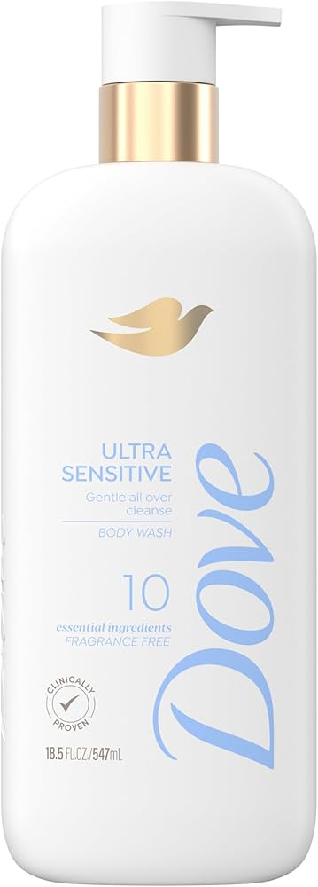 Dove Fragrance Free Body Wash Ultra Sensitive Gentle all-over cleanse 10 essential ingredients 18... | Amazon (US)