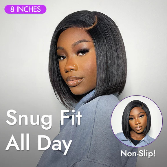 8 Inch Black Straight Bob Wig | Luvmehair