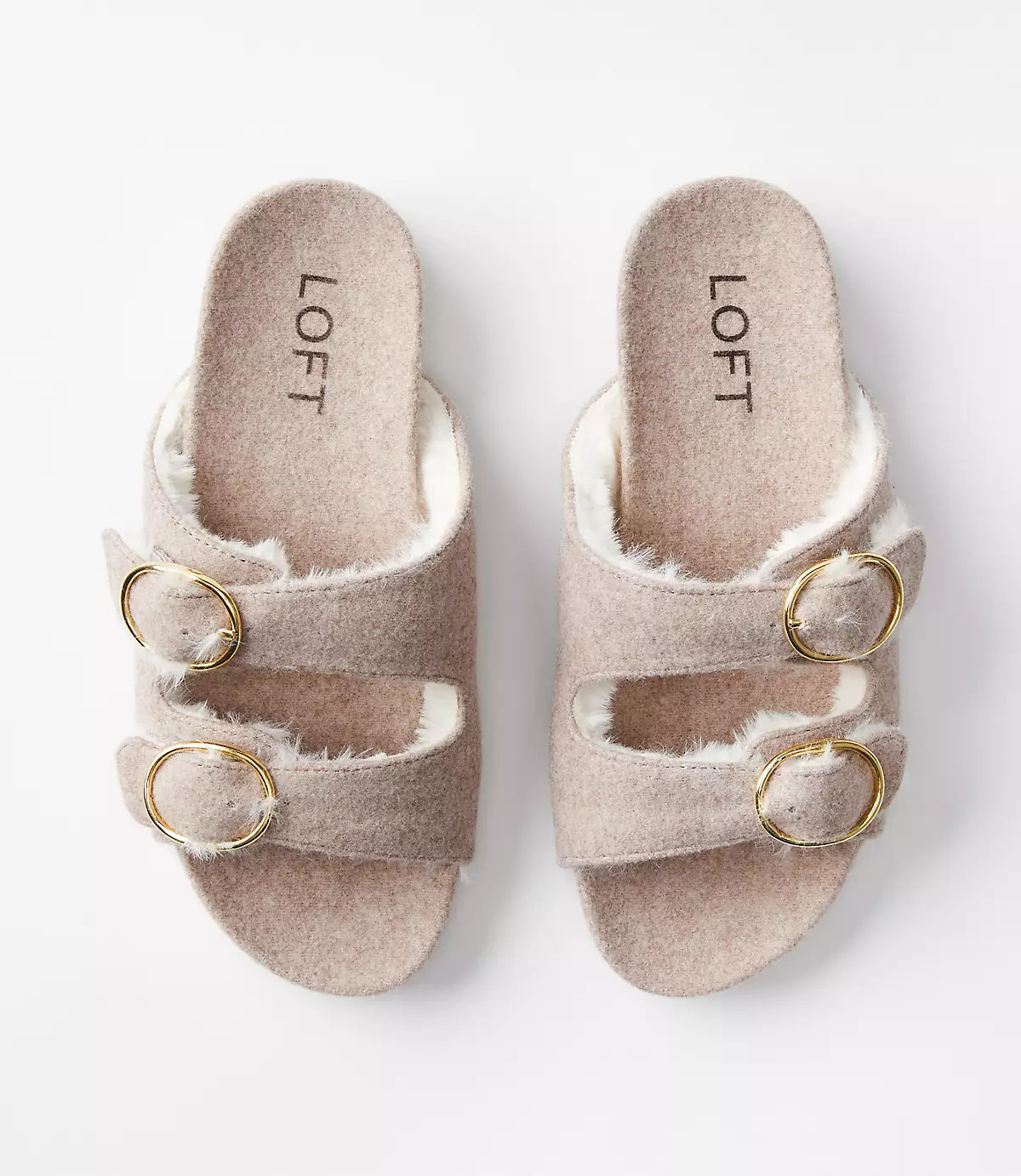 Faux Fur Lined Buckle Indoor & Outdoor Slippers | LOFT