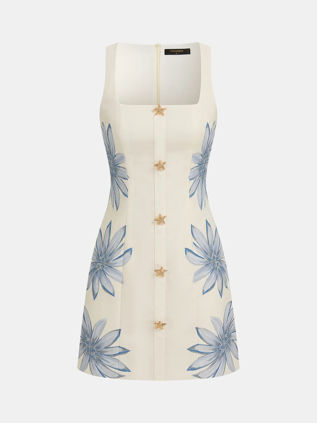 Starfish Detail Floral Print Sleeveless Mini Dress | Commense
