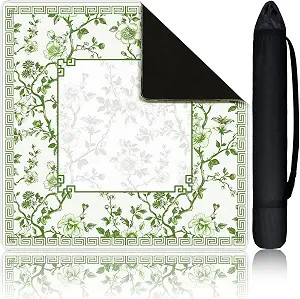 Chinoiserie Mahjong Mat with 1 Carrying Bag 31.5" x 31.5" Green and White Rubber Anti Slip and No... | Amazon (US)