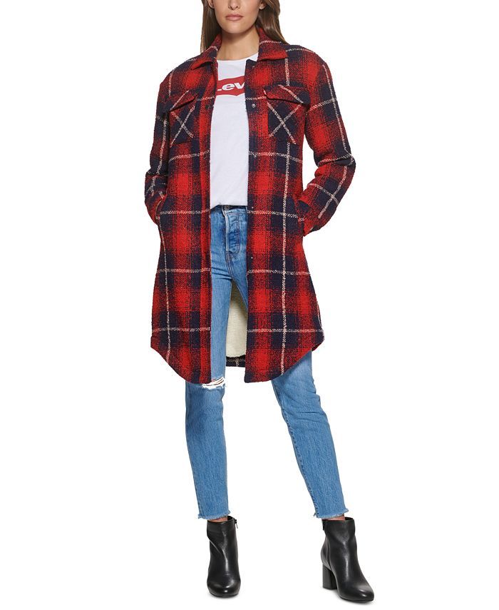 Levi's Plaid Fleece-Lined Shirt Jacket, Created for Macy's & Reviews - Coats & Jackets - Women - ... | Macys (US)