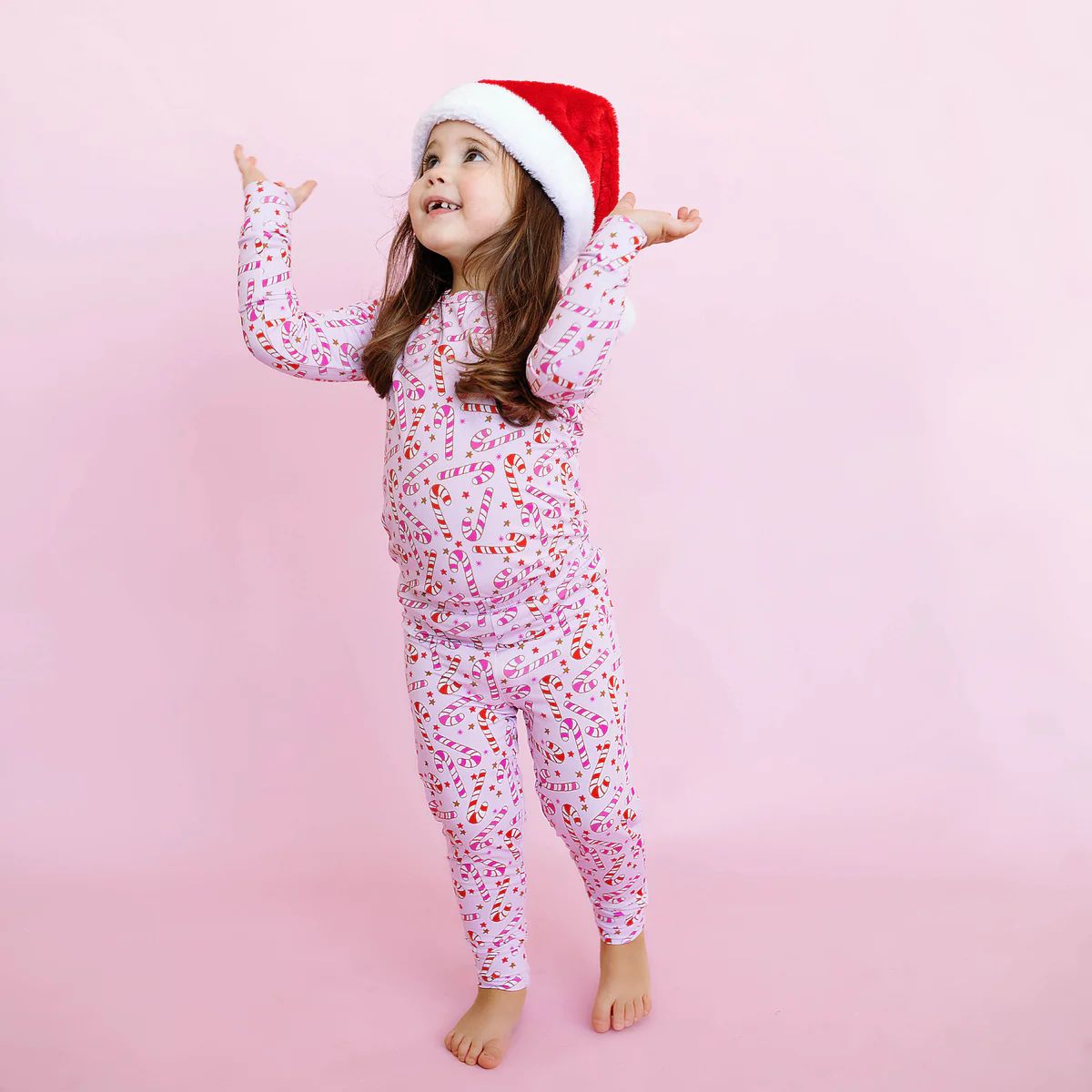 Pink Candy Cane Two-piece Long Set | Little Pajama Co.