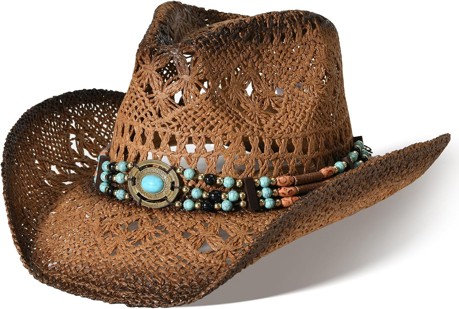 Willheoy Straw Cowboy Hat for Men Womens Straw Cowgirl Hat Summer Western Cowboy Hats with Wide B... | Amazon (US)