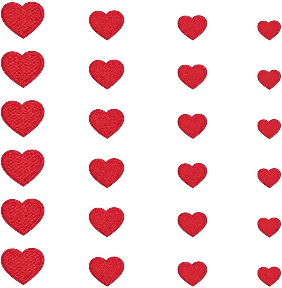 24 pcs Red Heart Shape Iron on Patches, Red Hearts Patches, Red Heart Iron on Patch, Tiny Red Hea... | Amazon (US)