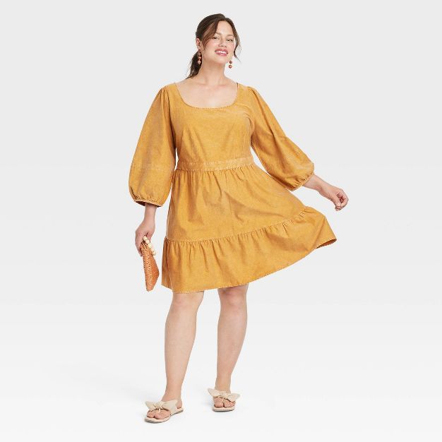Women's Plus Size Balloon 3/4 Sleeve A-Line Dress - Ava & Viv™ | Target