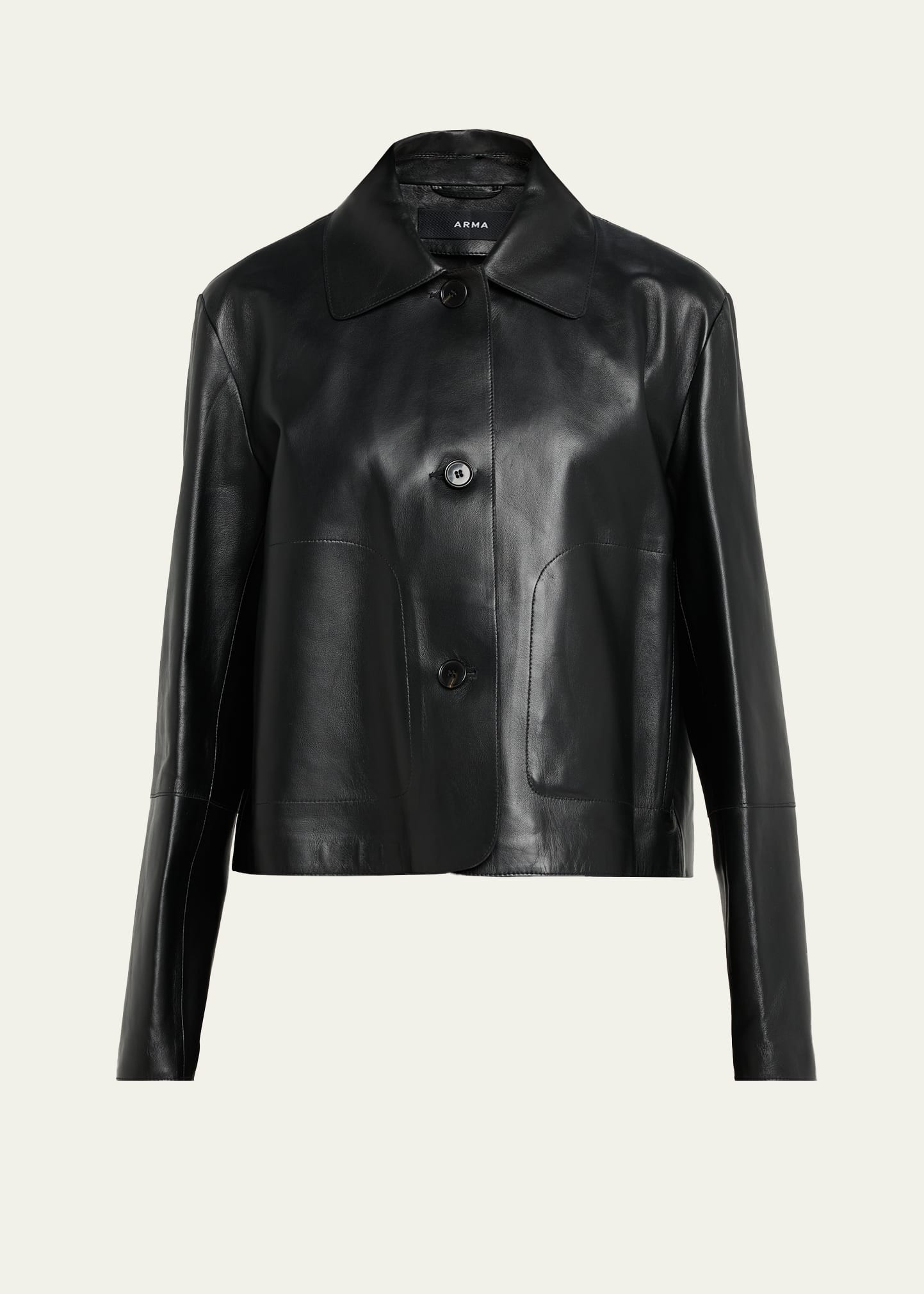 Arma Emy Cropped Button-Down Leather Jacket | Bergdorf Goodman