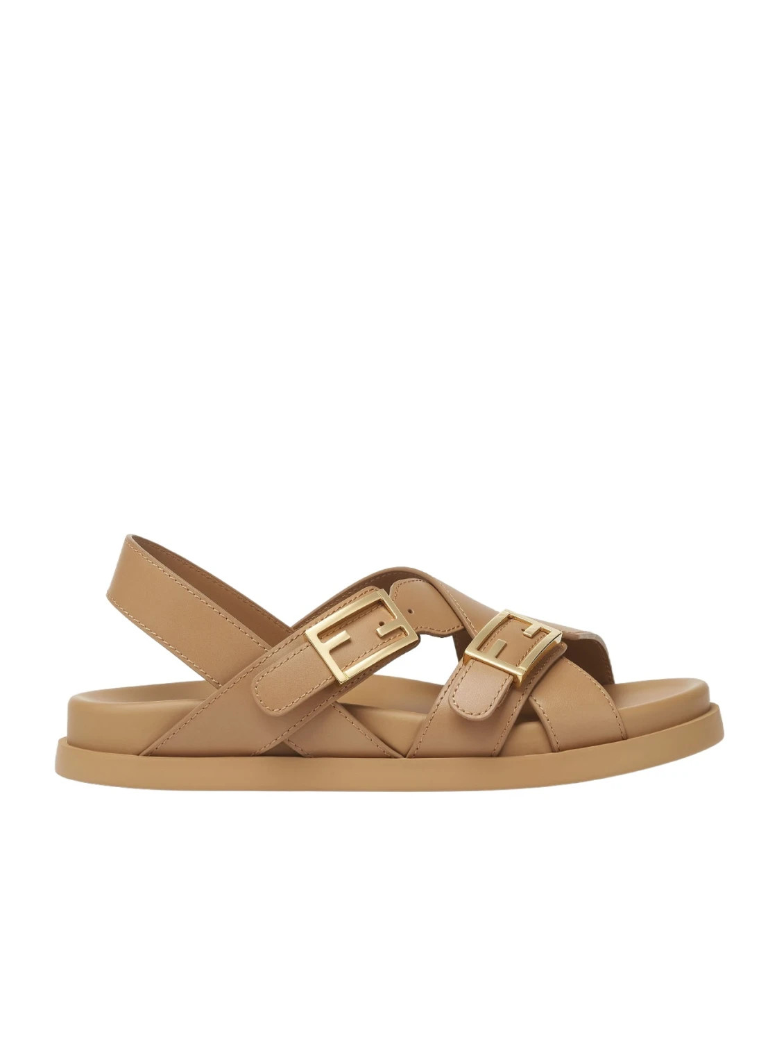 Beige leather slides | Senser US
