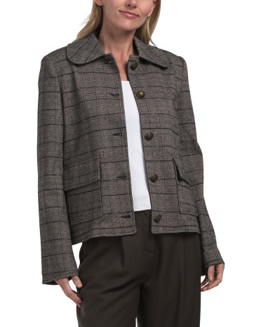 Mixed Pattern Cropped Jacket, Spandex/Polyester/Rayon | TJ Maxx