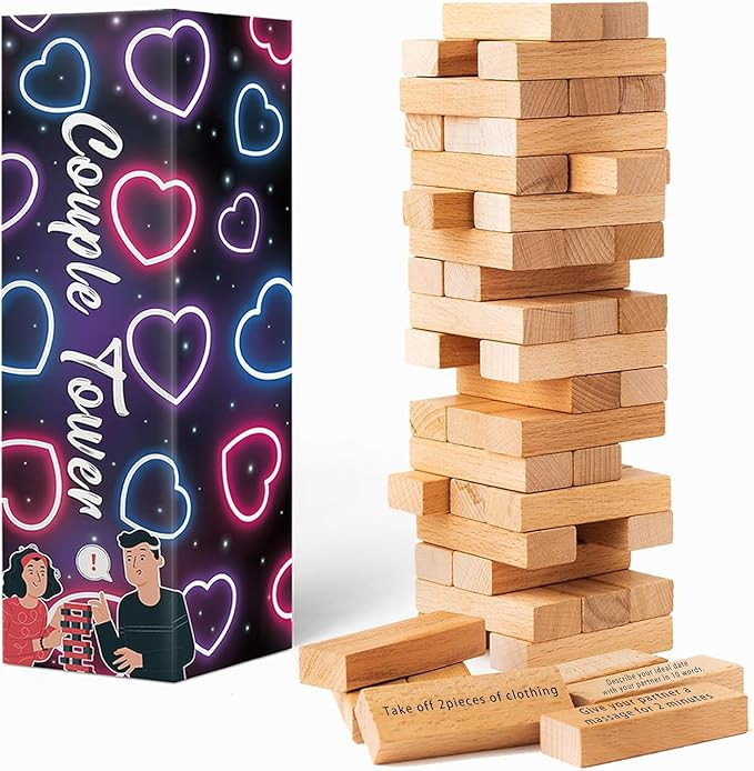 2025 Fun Valentine's Day Gift - 54 Fun Stacking Blocks for Couples, Romantic Couples' Game: Talki... | Amazon (US)