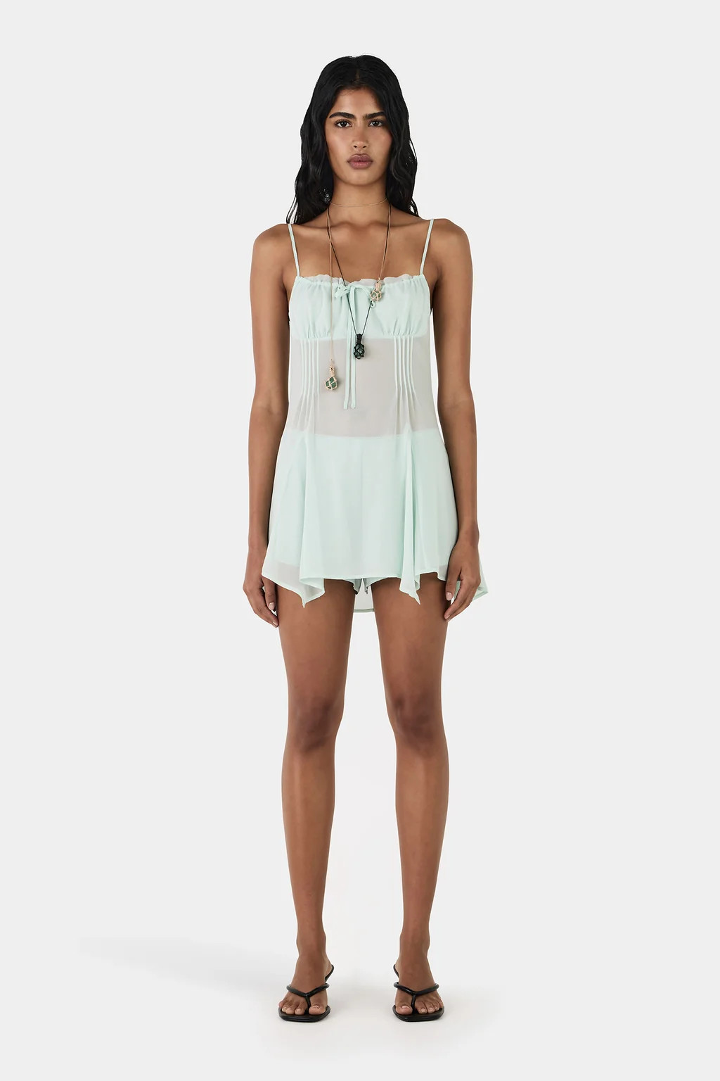 Raya Silk Mini Dress Seafoam | Hansen and Gretel