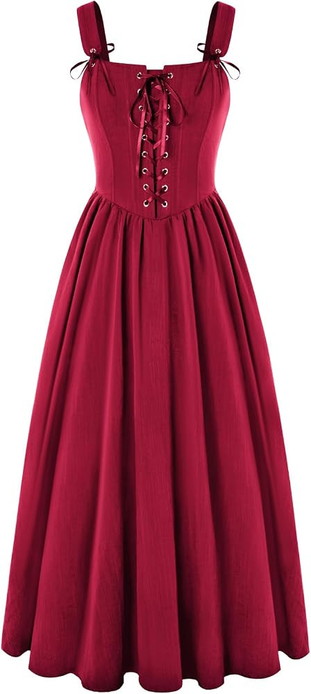 SCARLET DARKNESS Women's Renaissance Corset Dress Sleeveless Lace up A-Line Maxi Dresses | Amazon (UK)