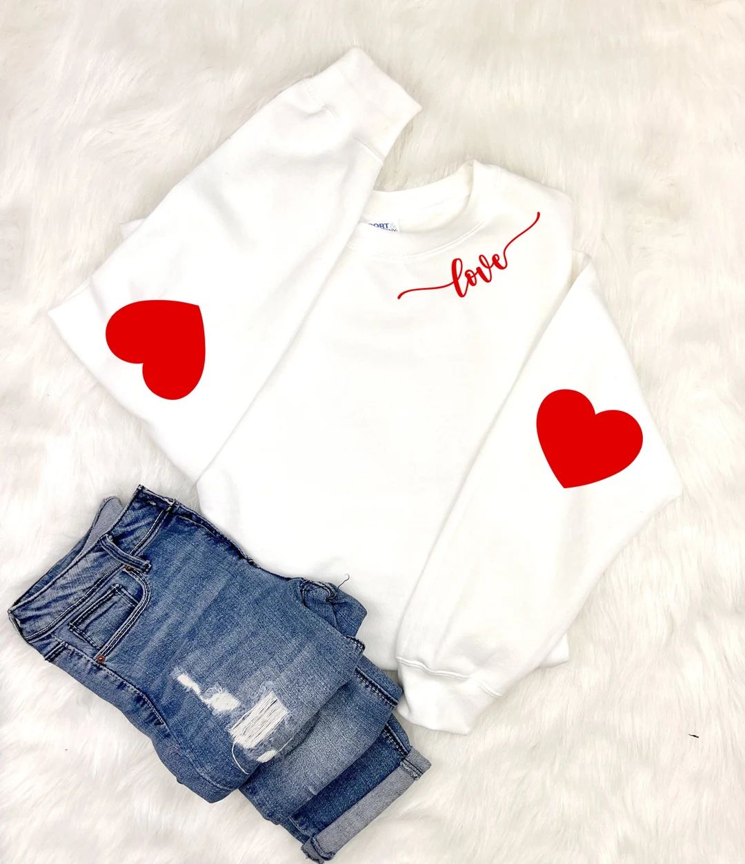 Valentine Sweatshirt Heart Arm Patches Love Heart - Etsy | Etsy (US)