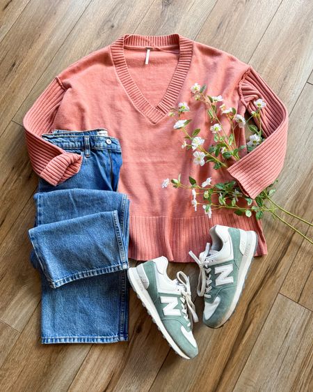 Early spring outfit. Winter outfits. Valentine’s Day. Free people sweater. New balance sneakers. Wide leg jeans. Abercrombie jeans. Casual outfits.

#LTKGiftGuide #LTKsalealert #LTKSeasonal