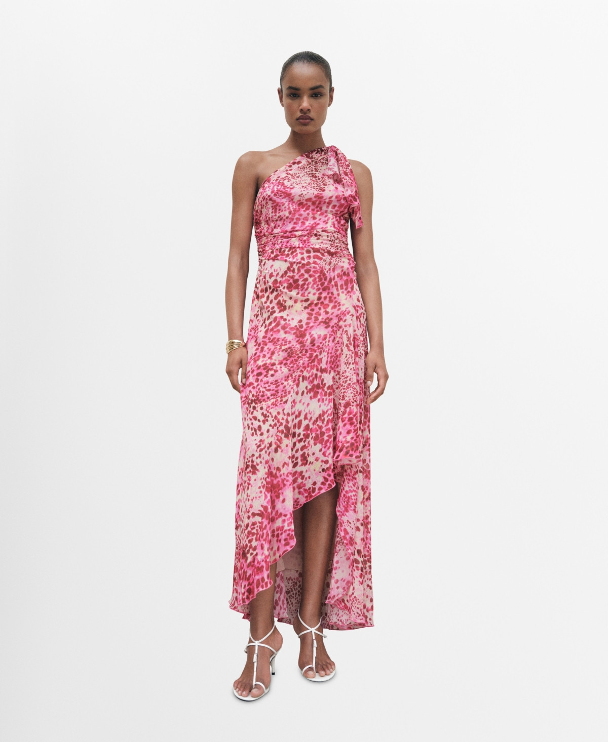 Mango Women's Asymmetrical Animal-Print Dress - Fuchsia | Macy's
